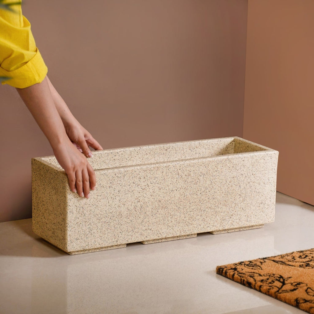 Planterra Modern Beige Trough Planters 24x8 Inch