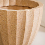 Planterra Ribbed Beige Planting Pot 12x12 Inch
