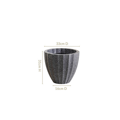 Planterra Ribbed Black Planting Pot 12x12 Inch