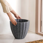 Planterra Ribbed Black Planting Pot 12x12 Inch