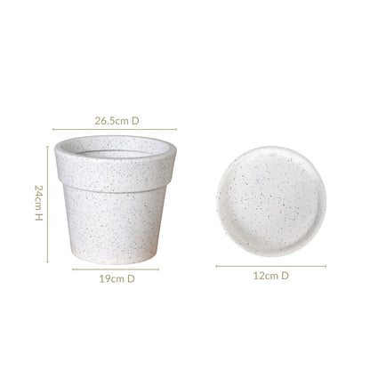 Planterra White Planter With Plate 10x9 Inch