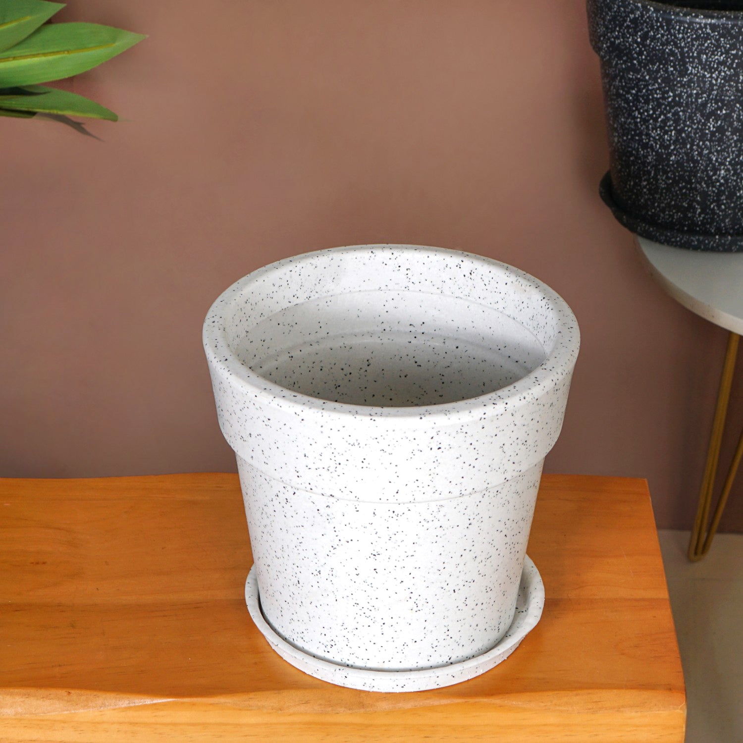 Planterra White Planter With Plate 10x9 Inch