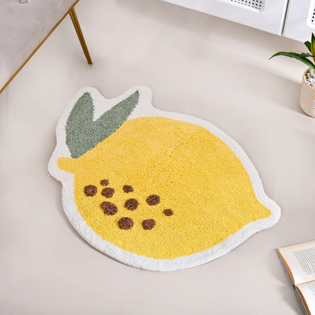 Anti Slip Lemon Cotton Floor Mat 76x56cm