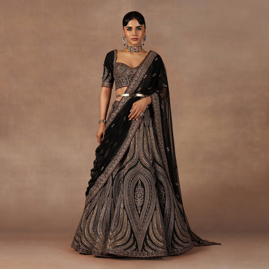 Antique Gold - Black Lehenga Set | EAST