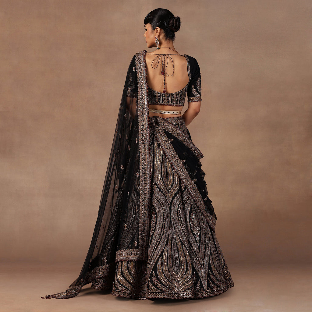 Antique Gold - Black Lehenga Set | EAST