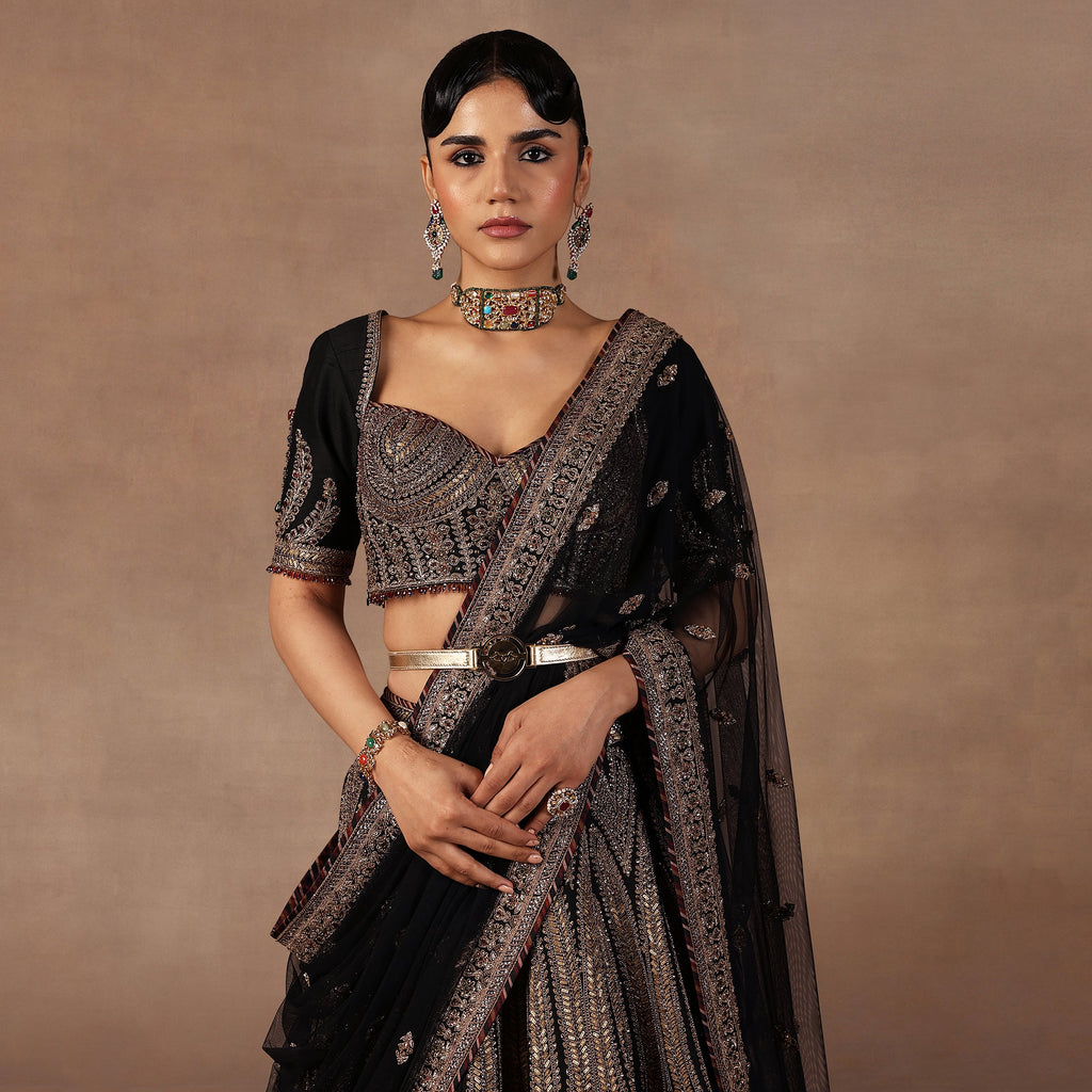 Antique Gold - Black Lehenga Set | EAST