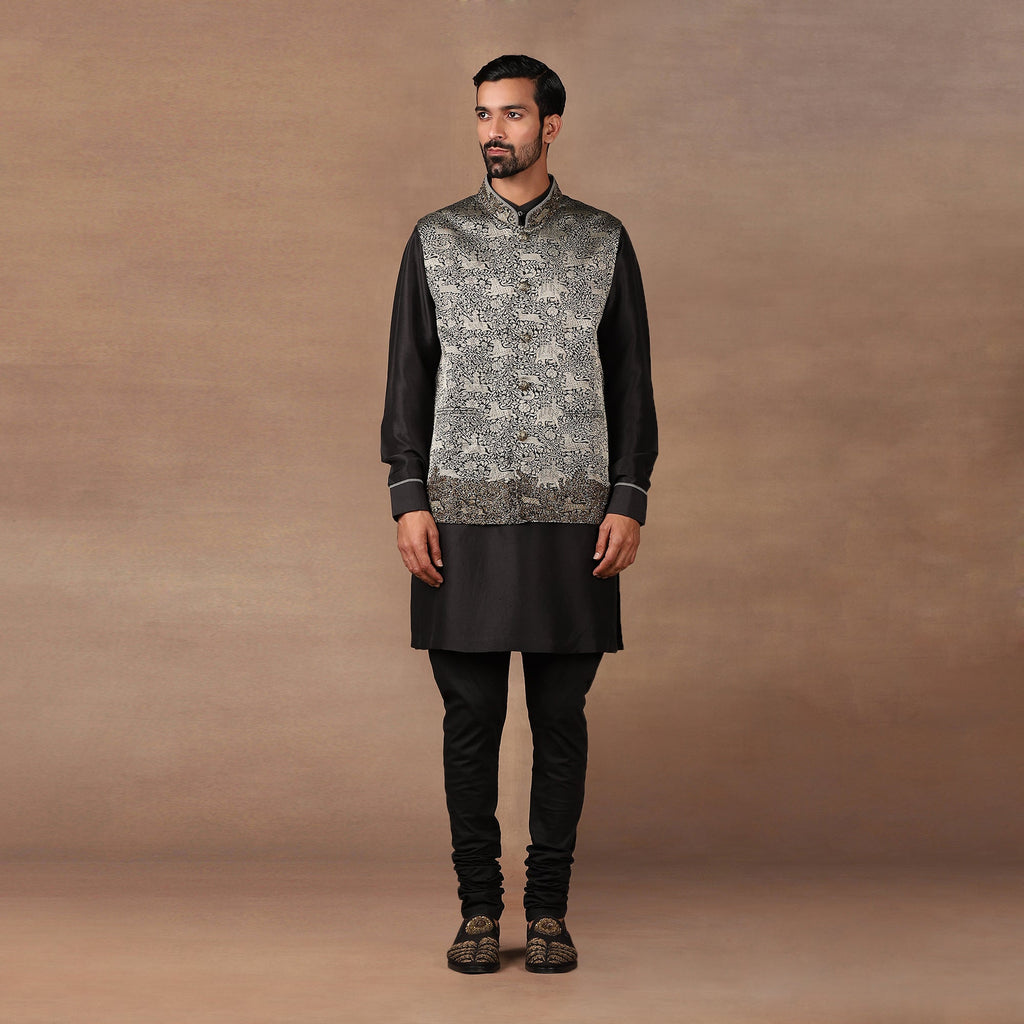 Antique Silver Nehru Jacket | MURAQQA