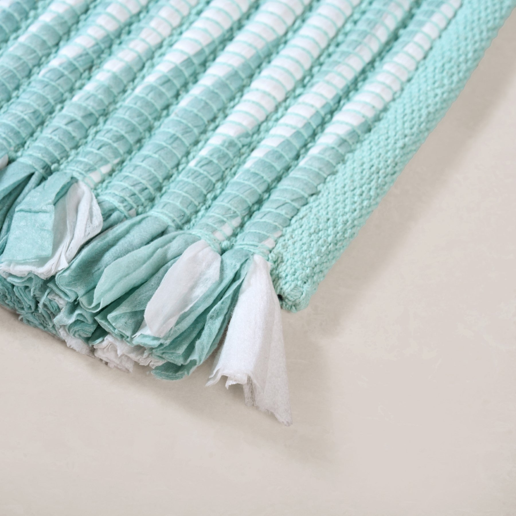 Aqua Chevron Rope Cotton Floor Mat 85x62cm