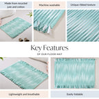 Aqua Chevron Rope Cotton Floor Mat 85x62cm