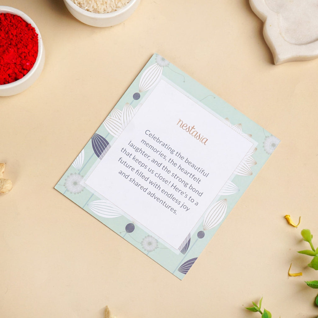 Aqua Shell Lumba Rakhi Set For Bhabhi And Brother