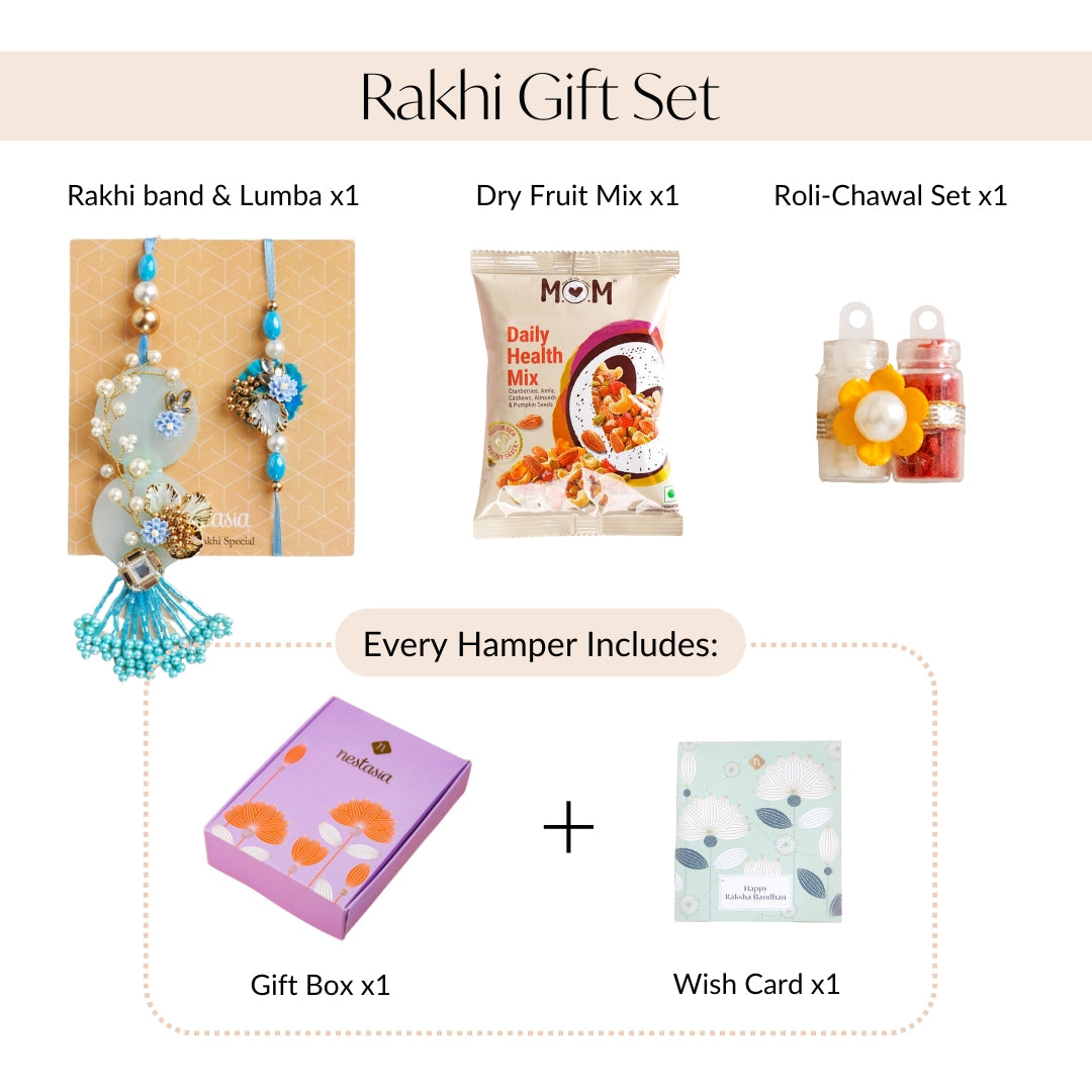 Aqua Bloom Rakhi Lumba Set