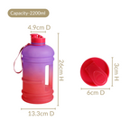 AquaBurst Large Gym Water Bottle With Handle Ombre Purple Red 2200ml