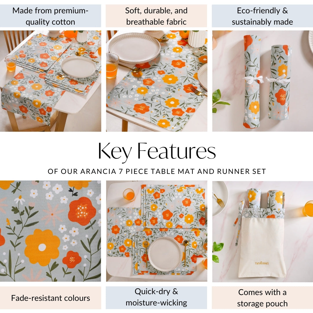 Arancia 7 Piece Table Mat And Runner Set