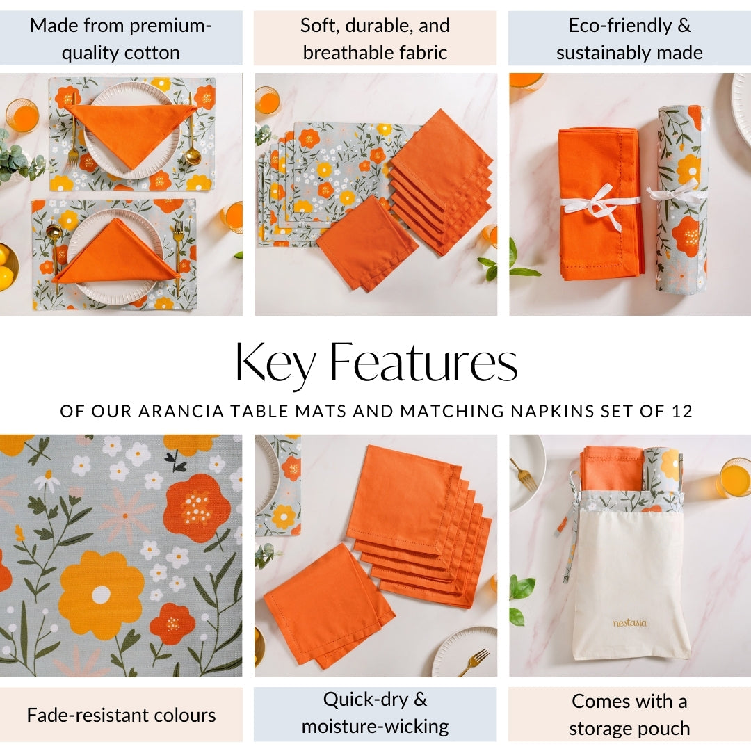 Arancia Table Mats And Matching Napkins Set Of 12