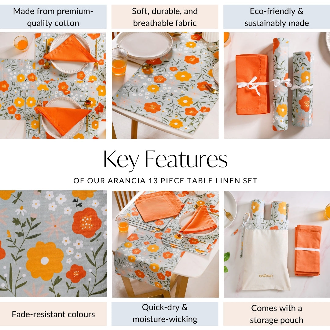 Arancia Table Place Mat Runner And Napkin Set