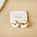 Arc Huggie Hoops White