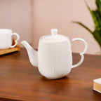 Art Deco Style Ceramic Tea Set With Wooden Serving Tray
