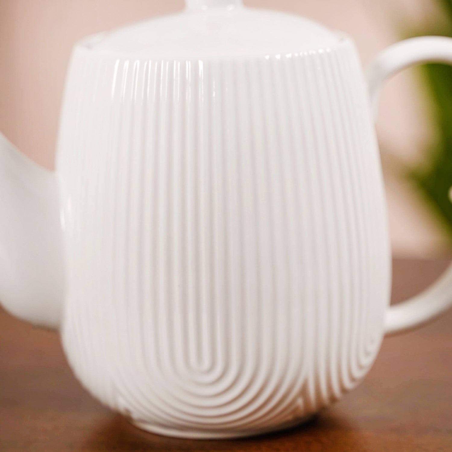 Art Deco Style Ceramic Tea Set With Wooden Serving Tray