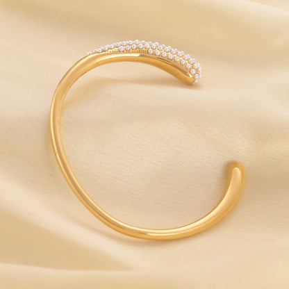 Pearl Cascade Cuff Bracelet