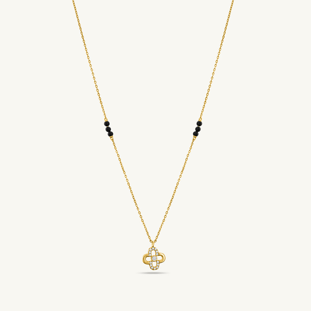 Clover Diamond Studded Mangalsutra | 18k Gold Vermeil