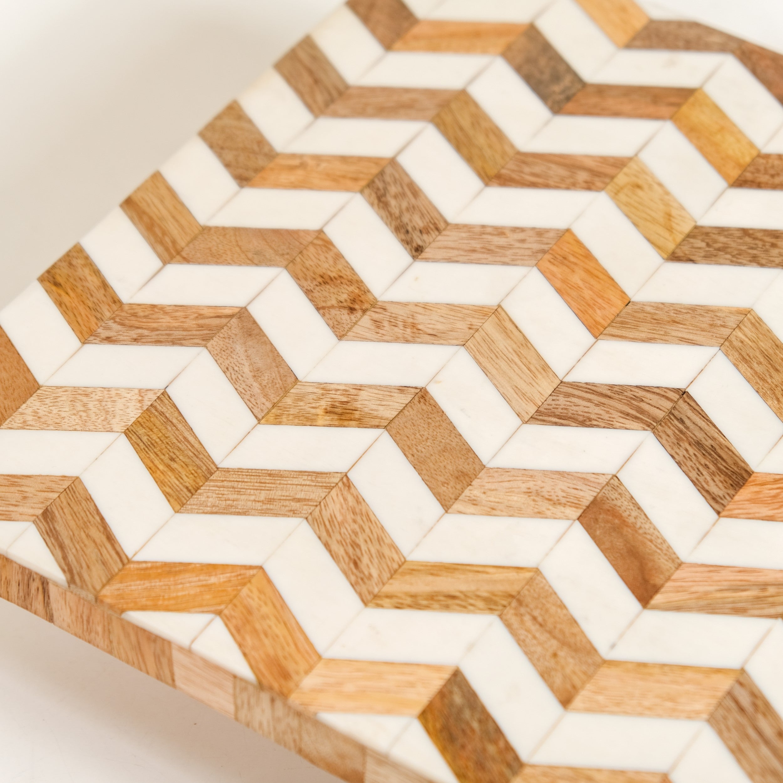 Artisanal Chevron Square Wooden Dessert Riser 26x26cm