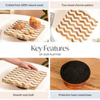 Artisanal Chevron Square Wooden Dessert Riser 26x26cm