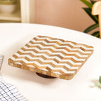 Artisanal Chevron Square Wooden Dessert Riser 26x26cm
