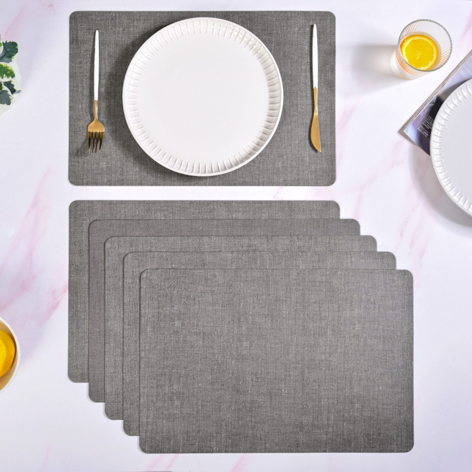 Rectangle Ash Grey Table Mat Set Of 6