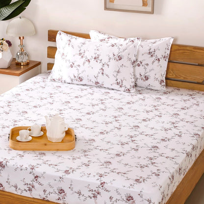Floral 100% Pure Cotton Night Bedsheet Set 180 TC Soft Touch King Size 275x275 cm