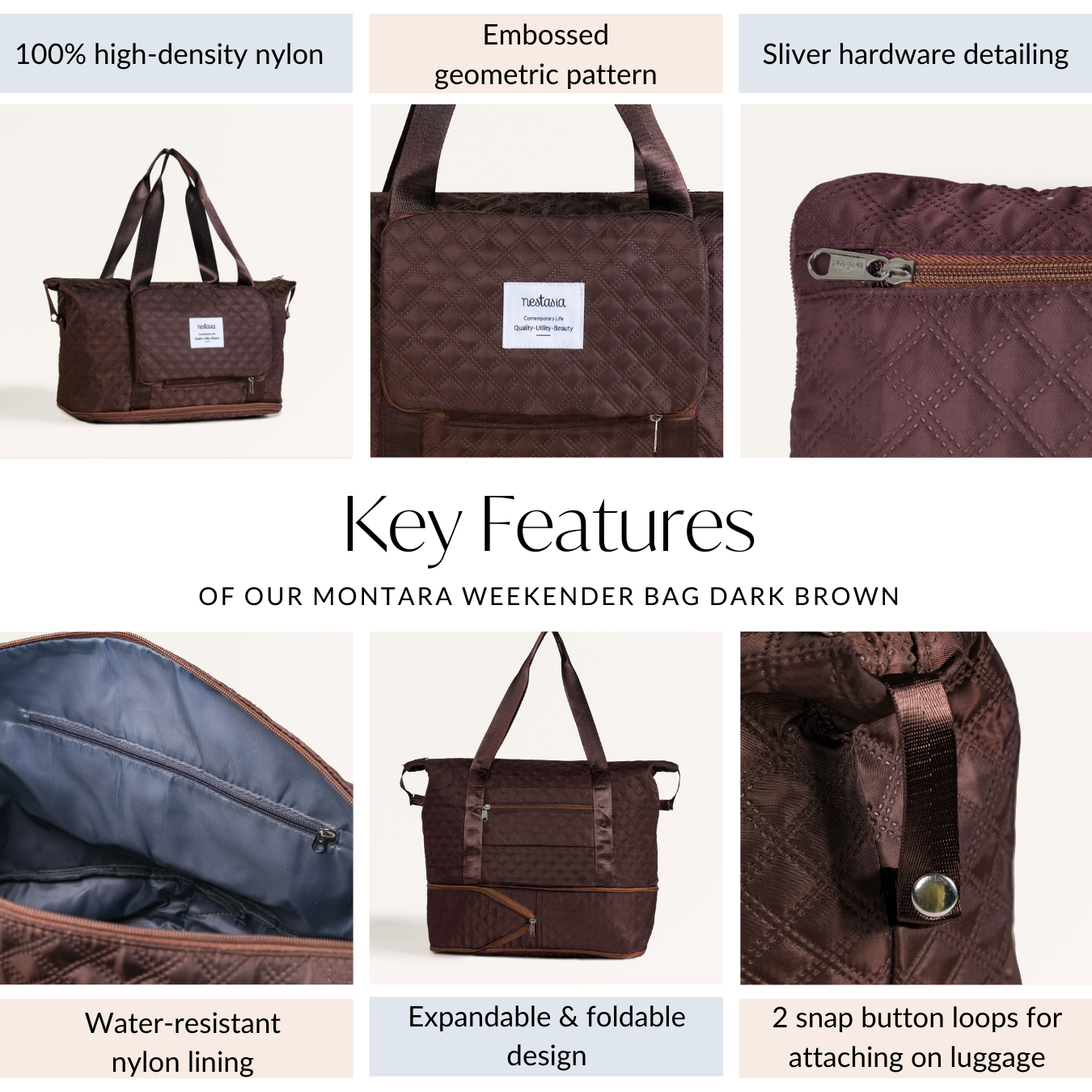 Montara Extendable Foldable Bag Dark Brown