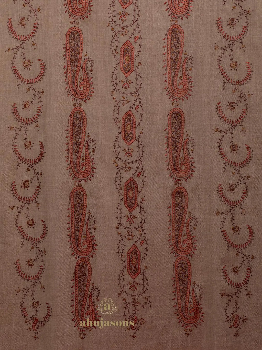 Classic Cashmina Shawl with Jaal Pattern in Beige