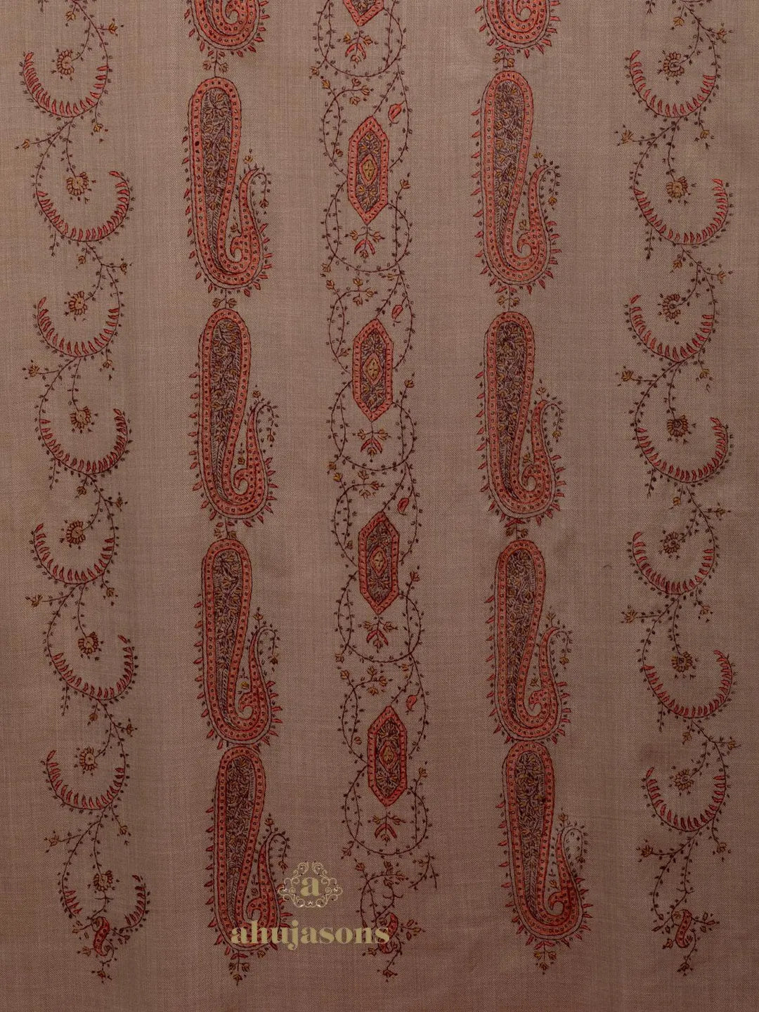 Classic Cashmina Shawl with Jaal Pattern in Beige