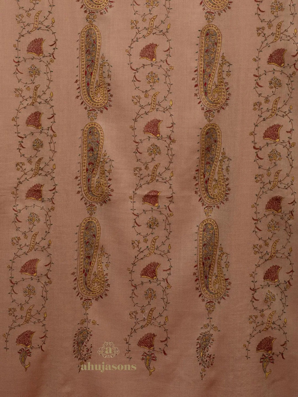 Classic Cashmina Shawl with Jaal Pattern in Beige