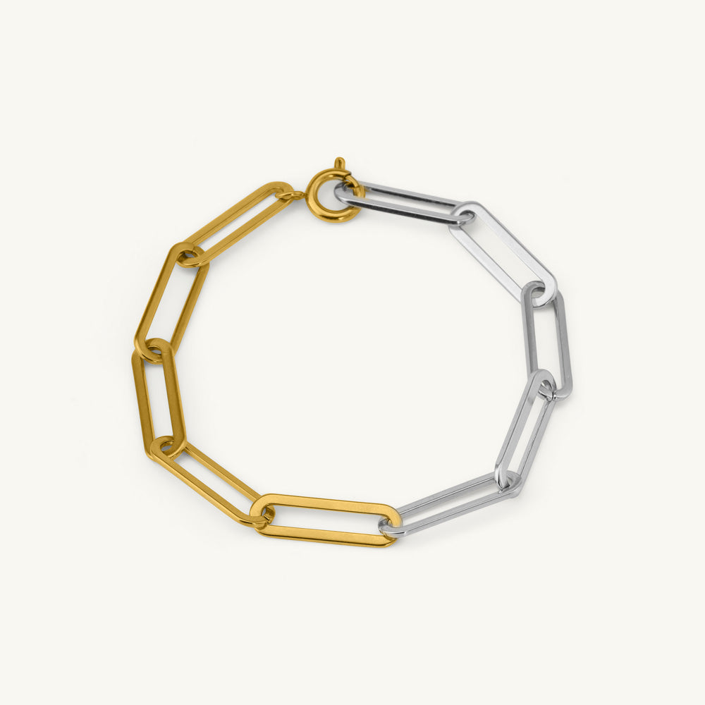 Dual-Tone Paperclip Link Bracelet