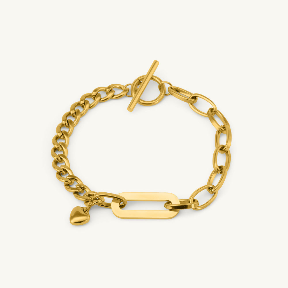 Classic Golden Heart Toggle Bracelet