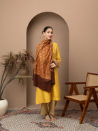 Classic Handloom Pashmina Shawl Jama Embroidery in Brown