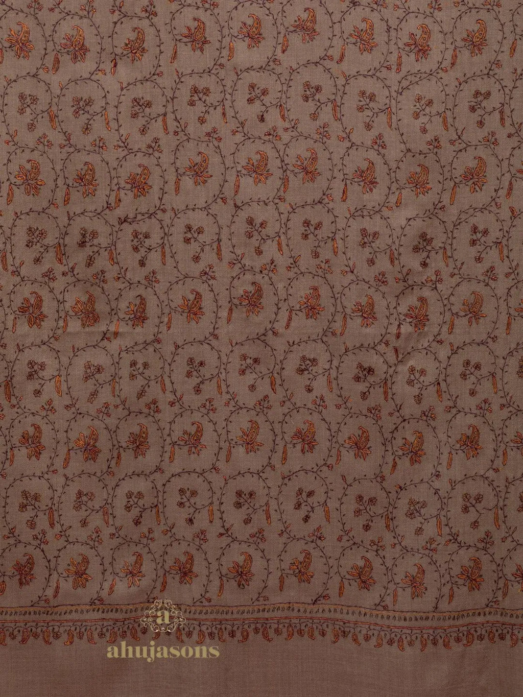 Classic Cashmina Shawl with Jaal Pattern in Beige