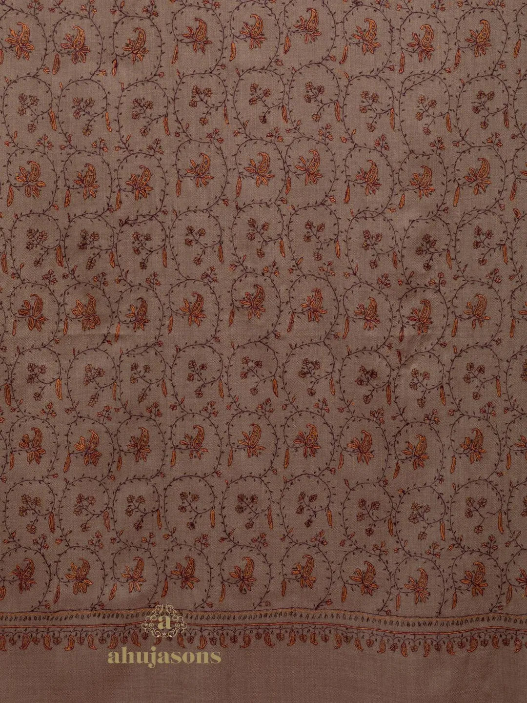 Classic Cashmina Shawl with Jaal Pattern in Beige