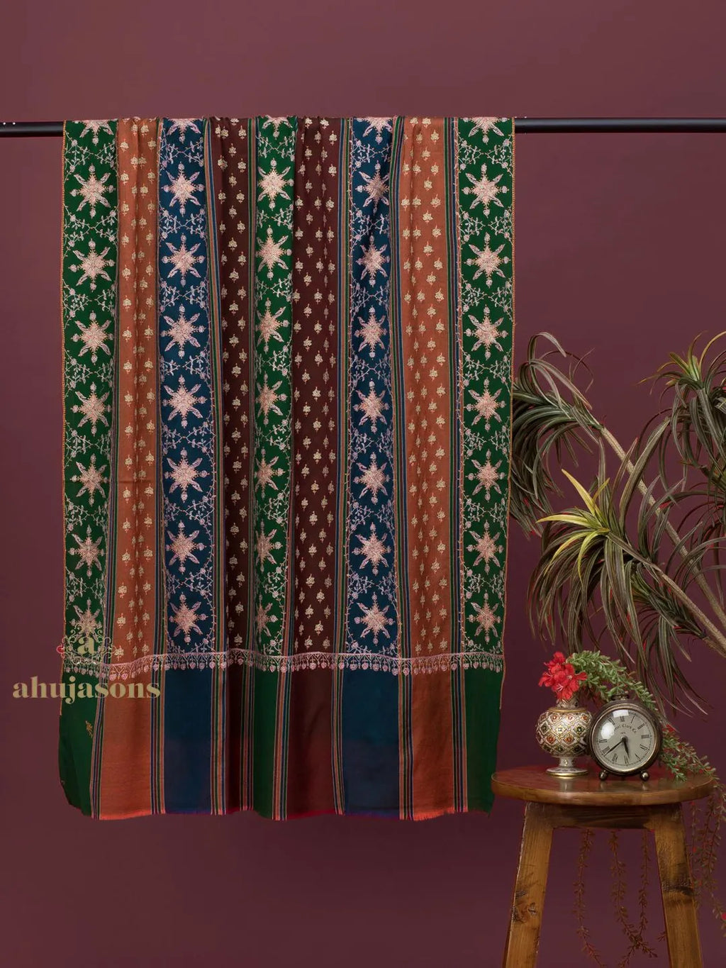 Classic Cashmina Shawl with Jaal Pattern in Multi