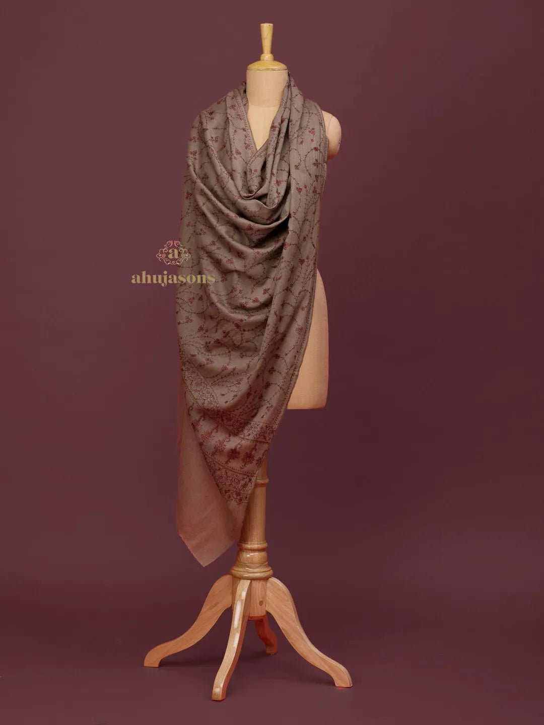 Elegant Cashmina Shawl with Jaal Pattern in Beige