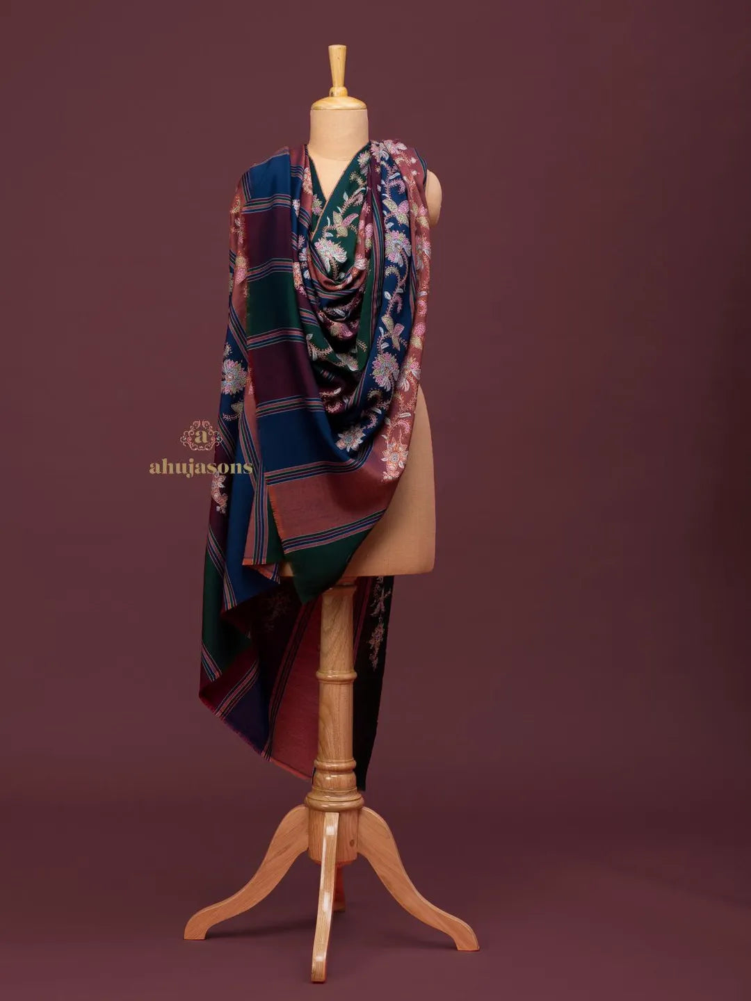 Classic Cashmina Shawl with Jaal Pattern in Multi