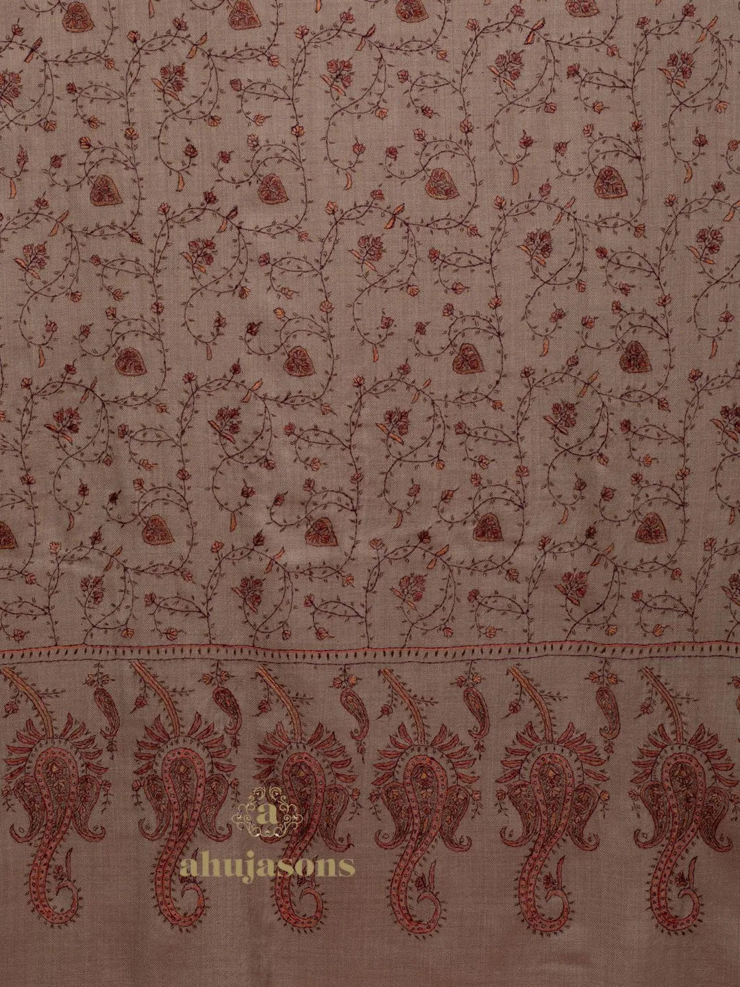 Elegant Cashmina Shawl with Jaal Pattern in Beige