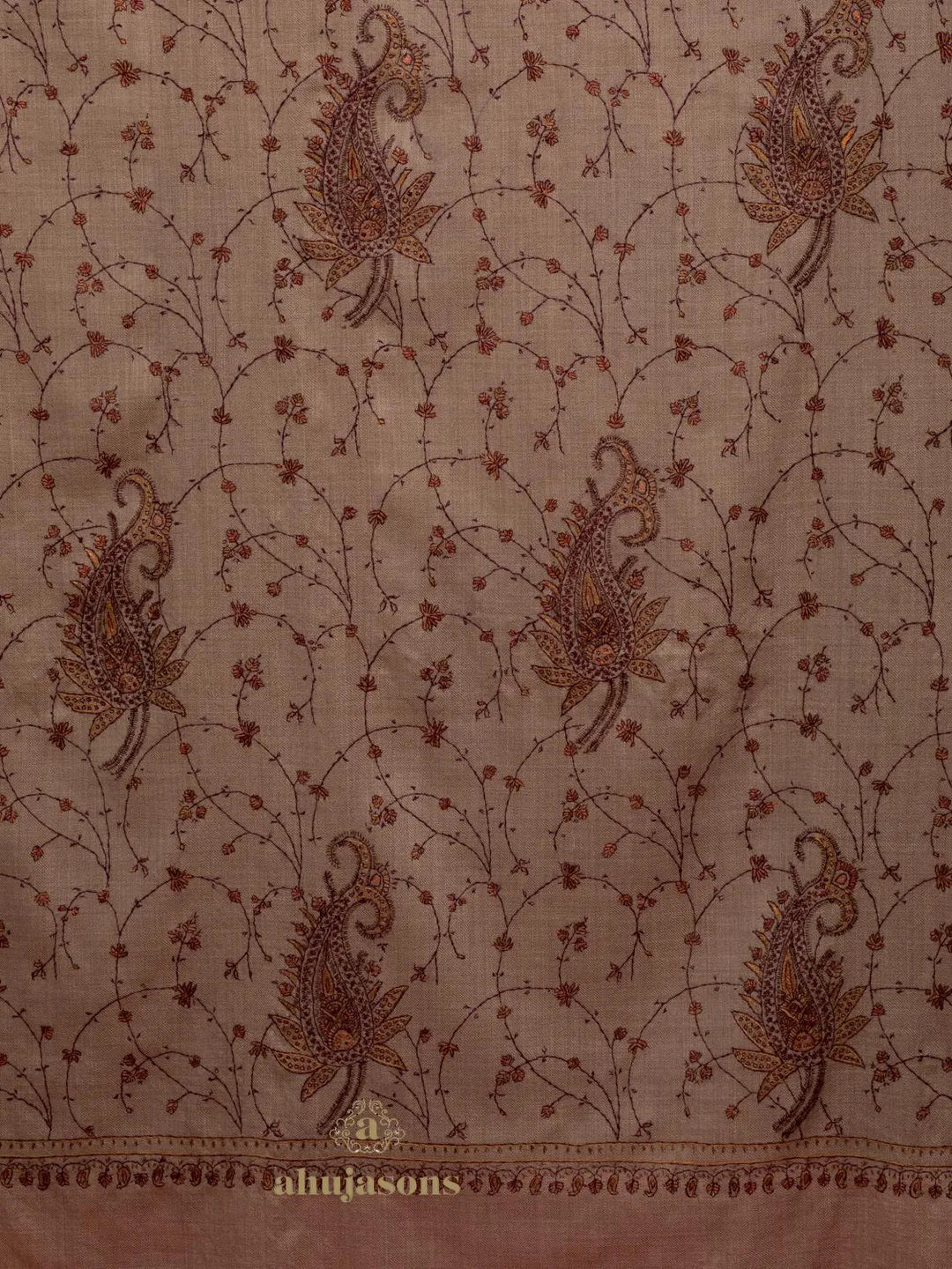 Classic Cashmina Shawl with Jaal Pattern in Beige