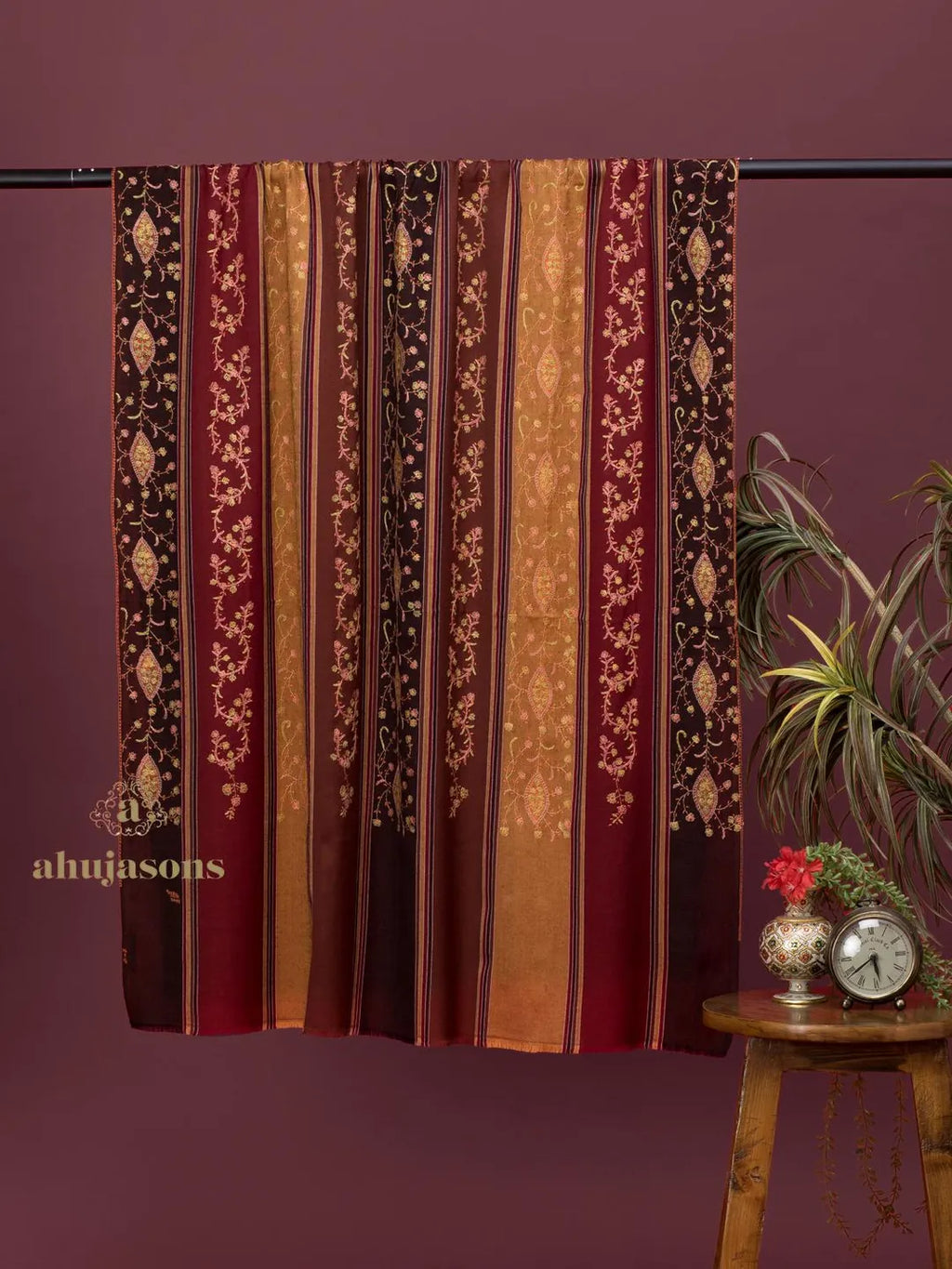 Classic Cashmina Shawl with Jaal Pattern in Multi