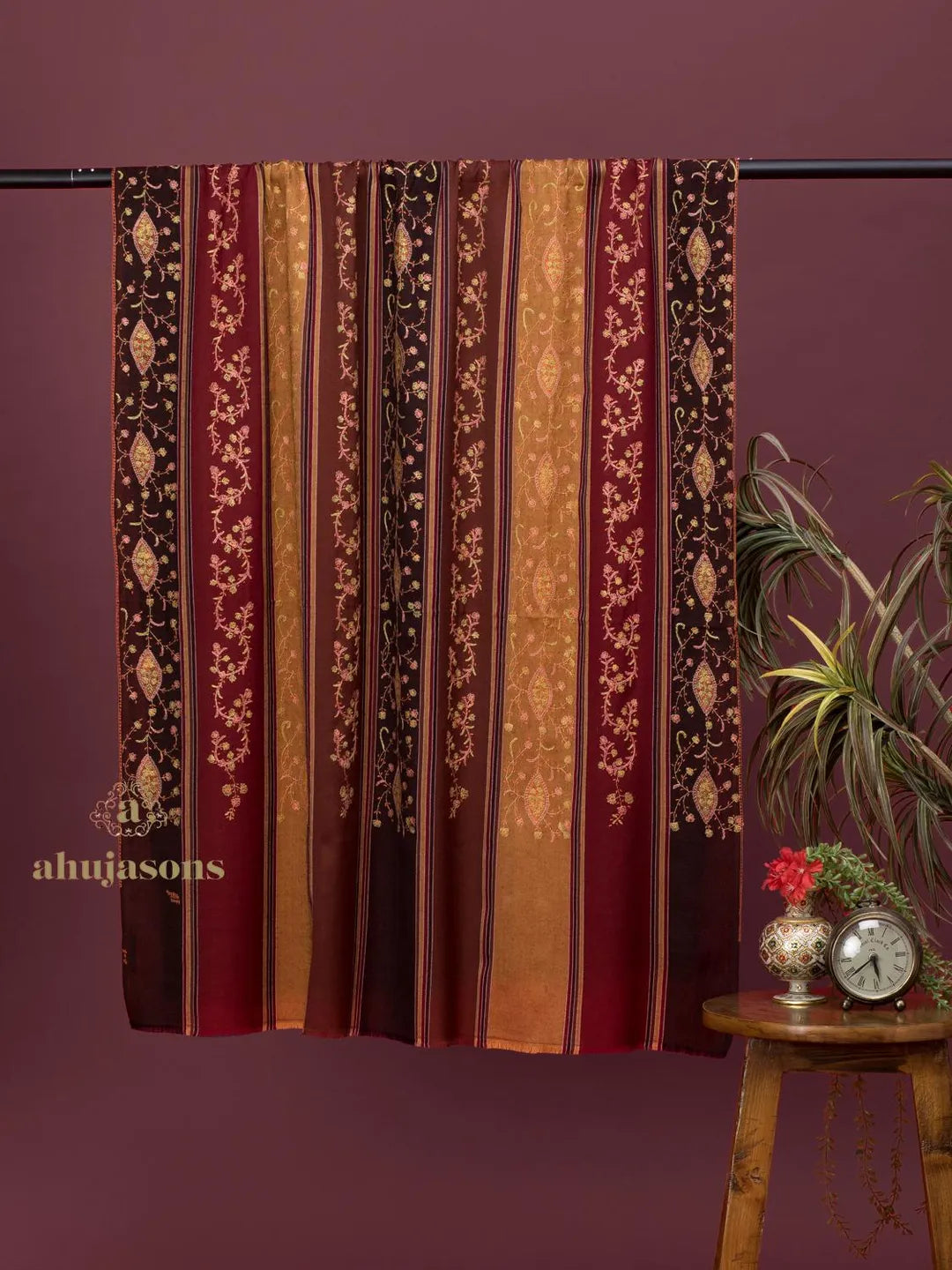 Classic Cashmina Shawl with Jaal Pattern in Multi