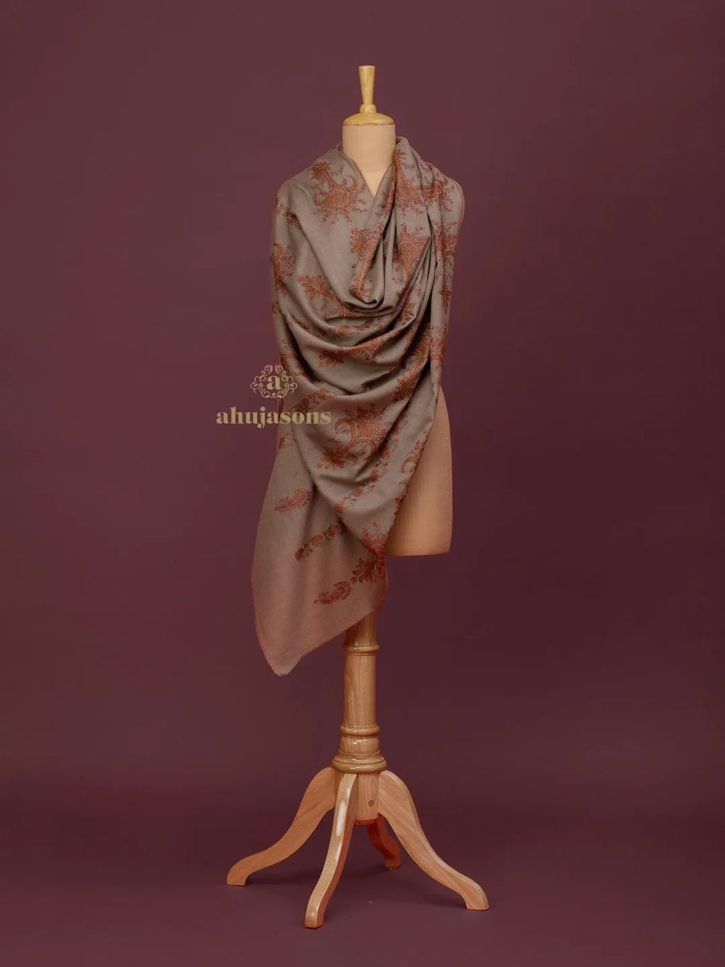 Elegant Cashmina Shawl with Jaal Pattern in Beige
