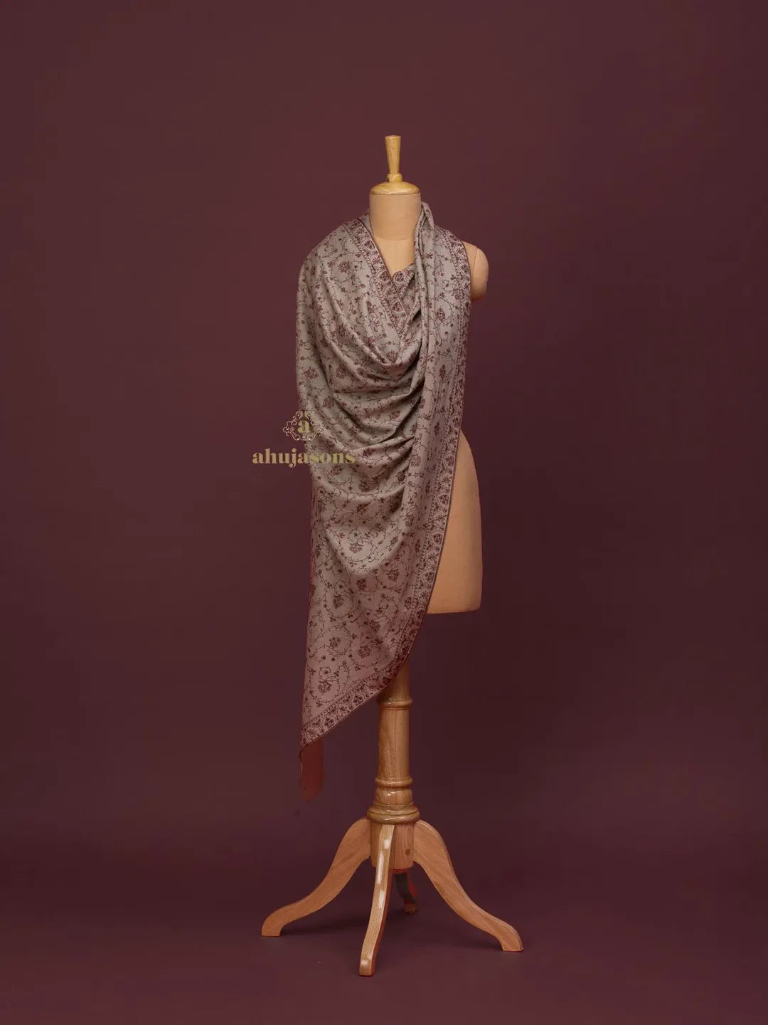 Elegant Cashmina Shawl with Jaal Pattern in Beige