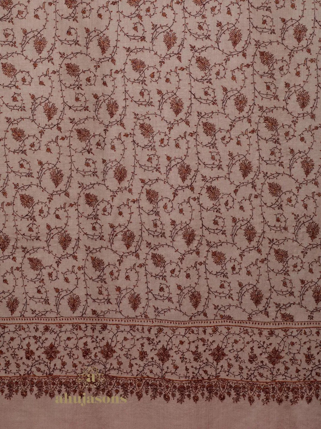 Classic Cashmina Shawl with Jaal Pattern in Beige