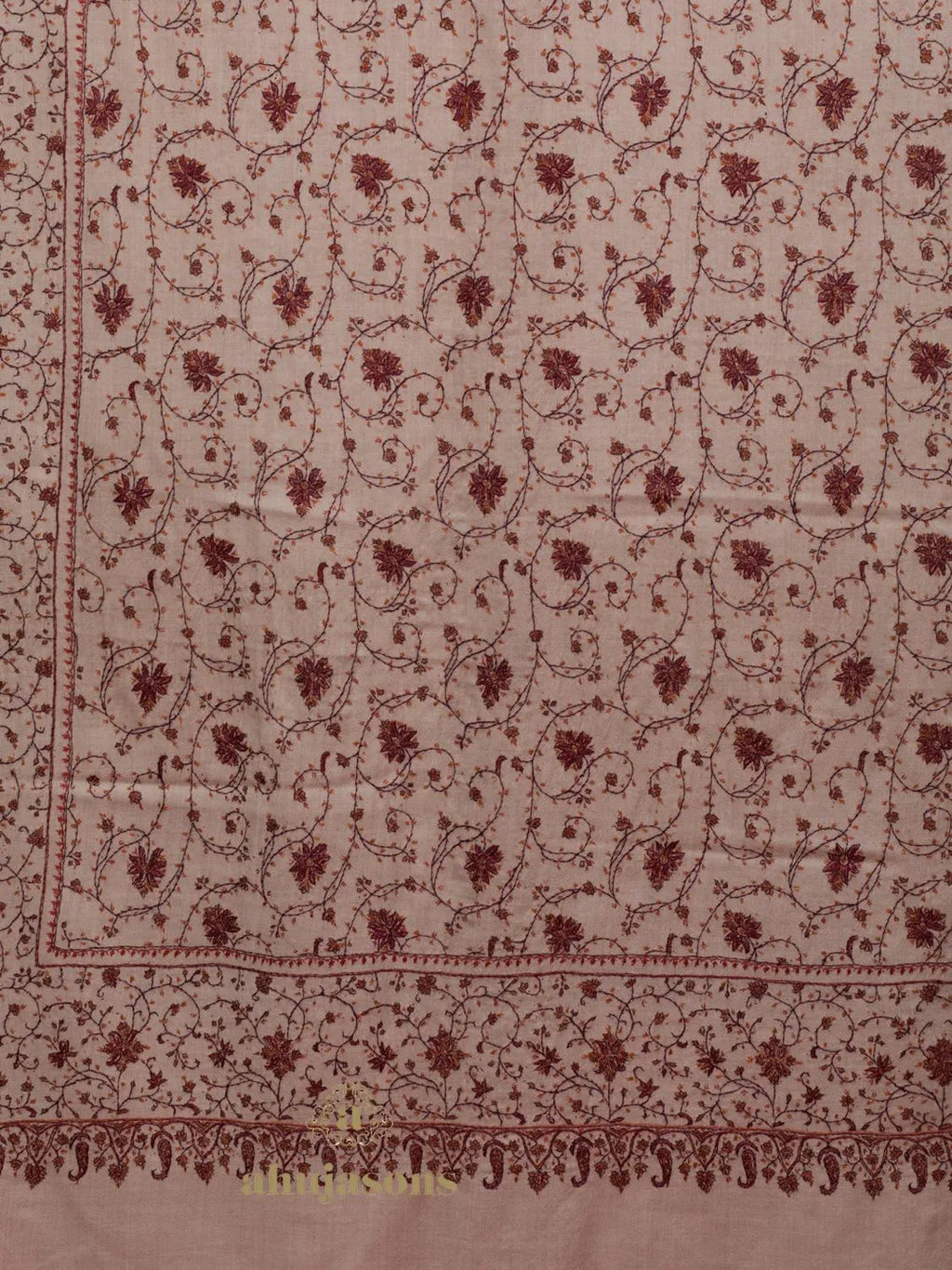 Classic Cashmina Shawl with Jaal Pattern in Beige