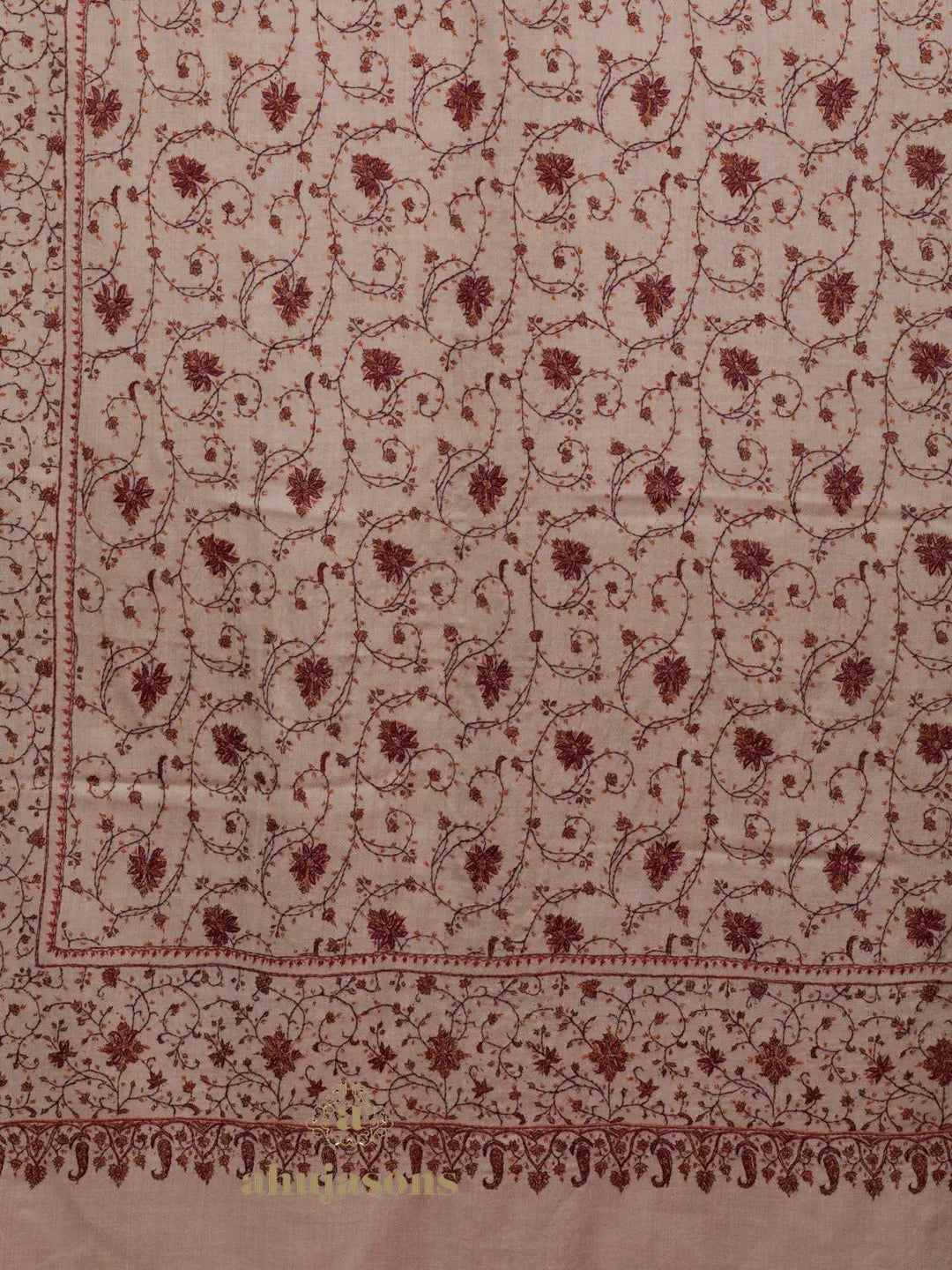 Classic Cashmina Shawl with Jaal Pattern in Beige